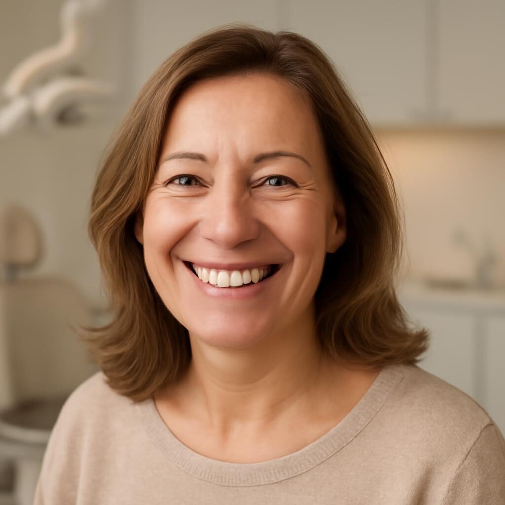 Sourire naturel après réhabilitation par couronnes zircone