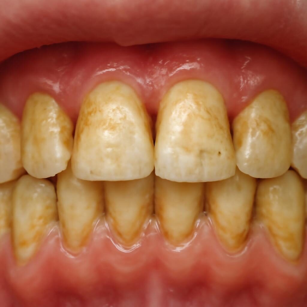 Dépôts de tartre sur les dents avant un détartrage professionnel
