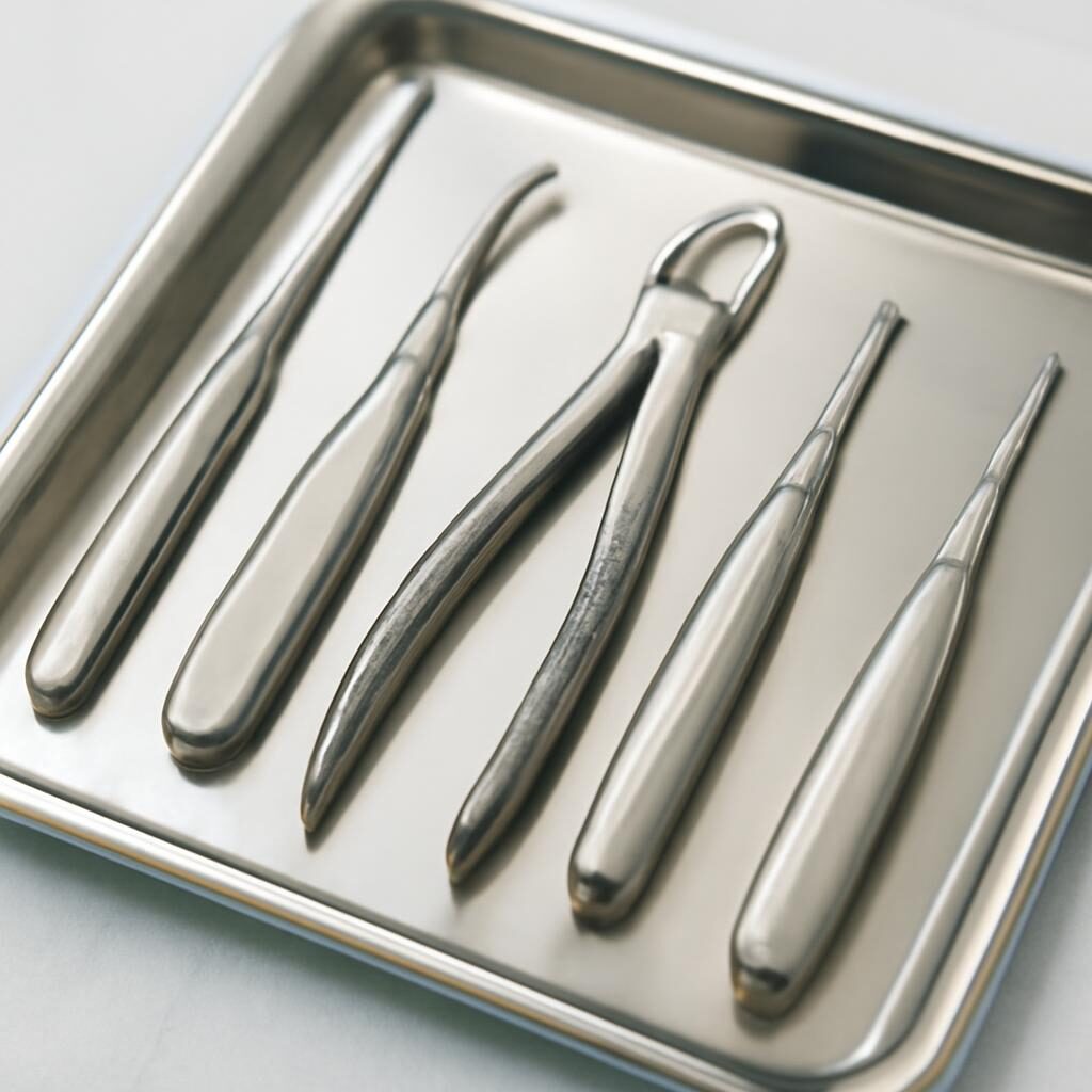 Instruments chirurgicaux stériles pour une extraction dentaire