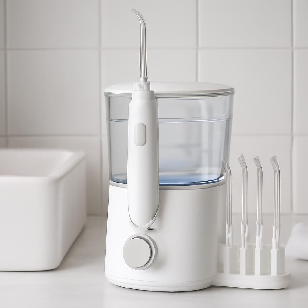 Irrigateur dentaire électrique avec réservoir et embouts interchangeables