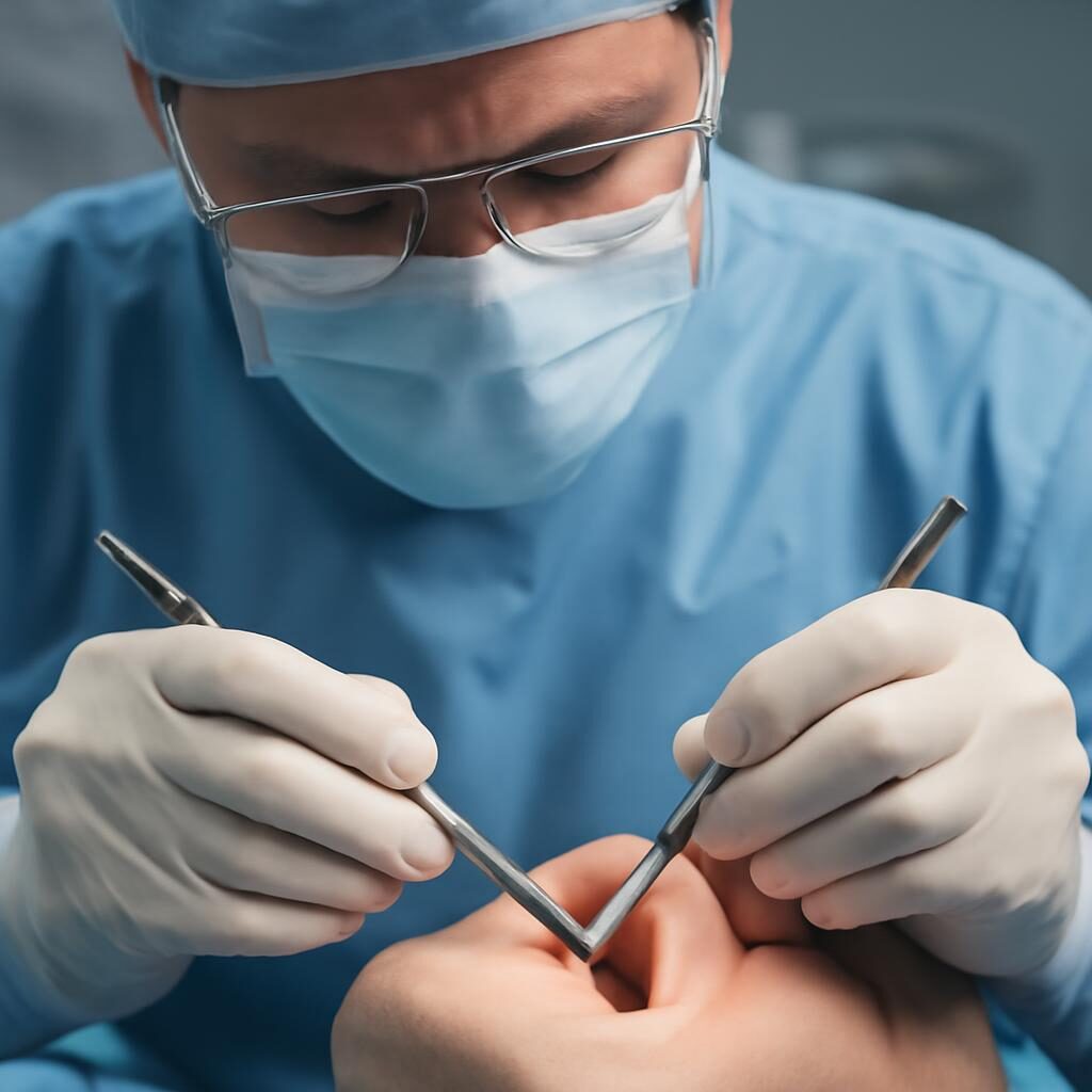 Pose chirurgicale d'un implant incline en bloc operatoire