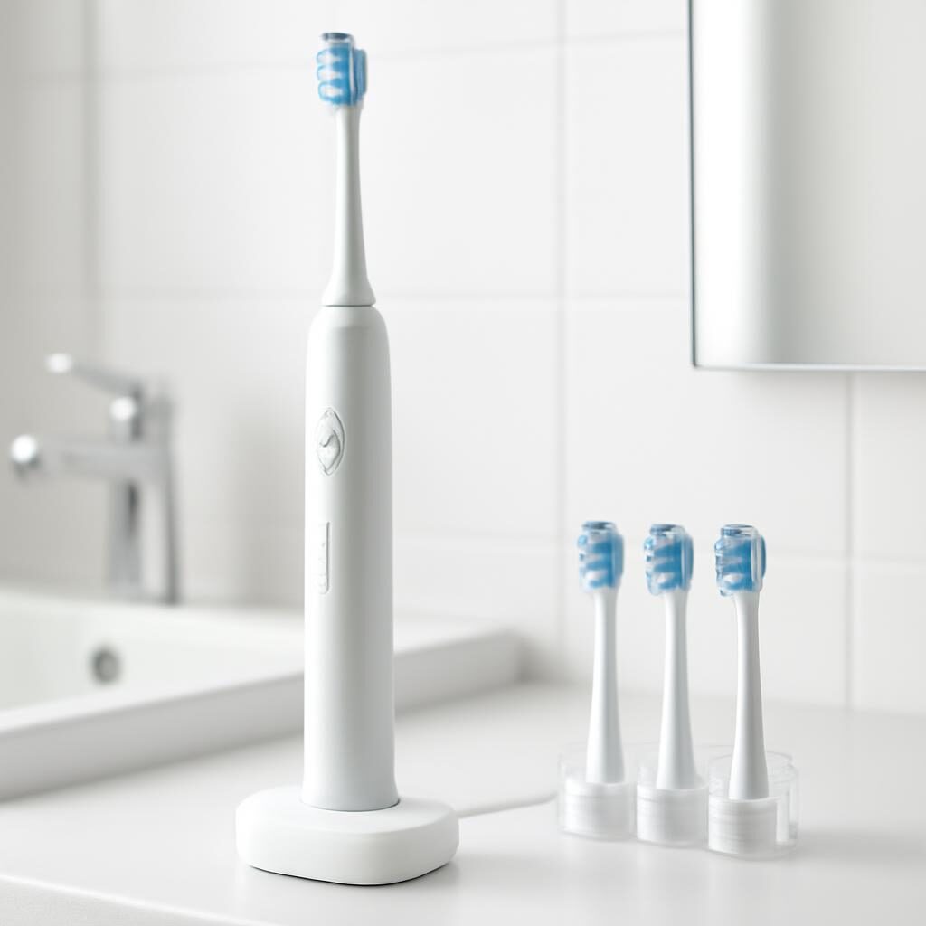 Brosse a dents electrique en charge avec tetes de rechange