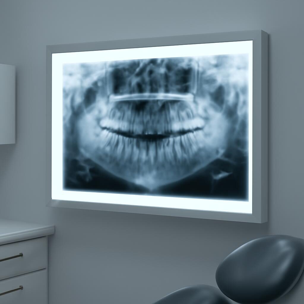 Radiographie panoramique dentaire utilisée pour évaluer un implant