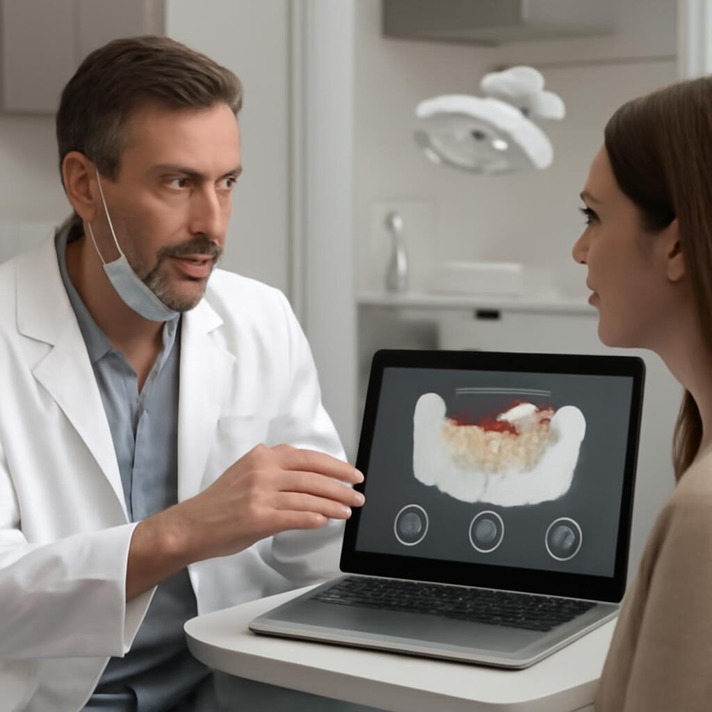 Chirurgien-dentiste expliquant le délai implant après extraction