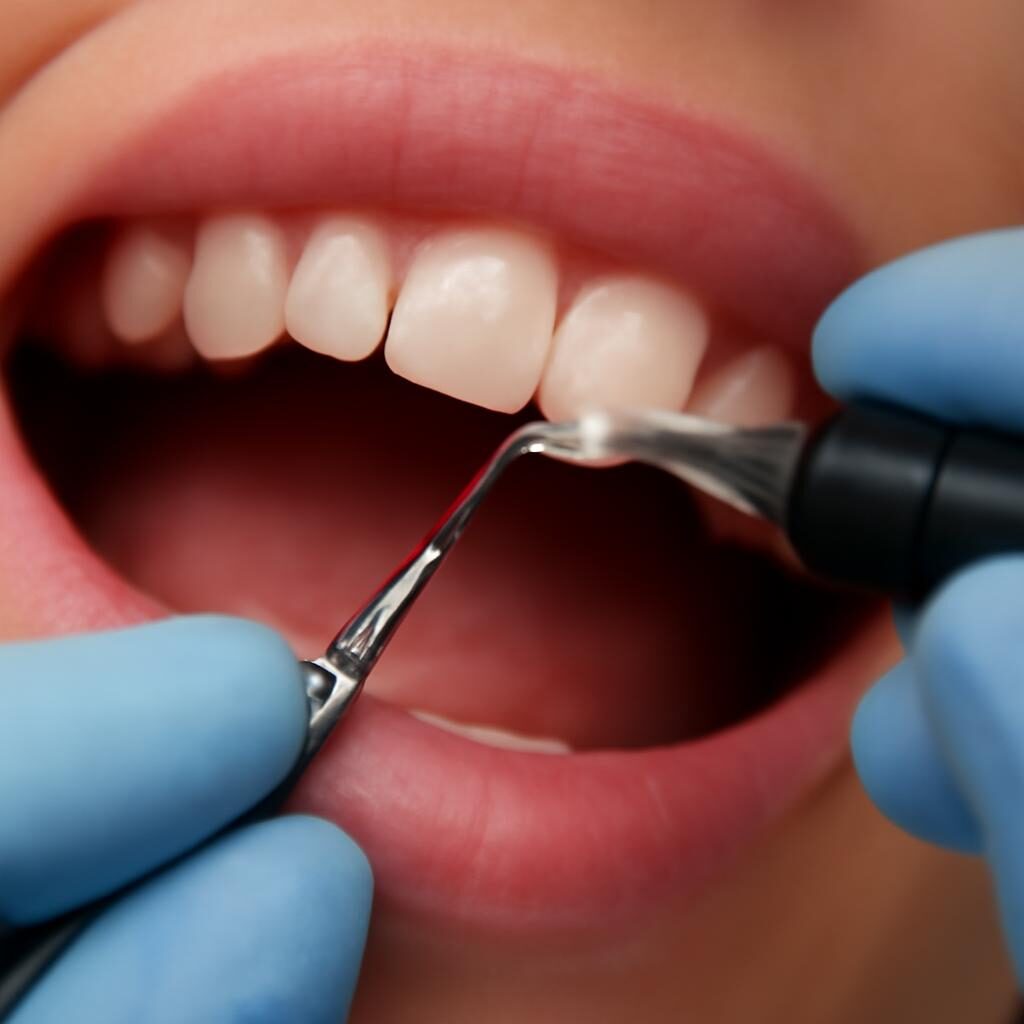 Dentiste appliquant un composite pour corriger un diastème