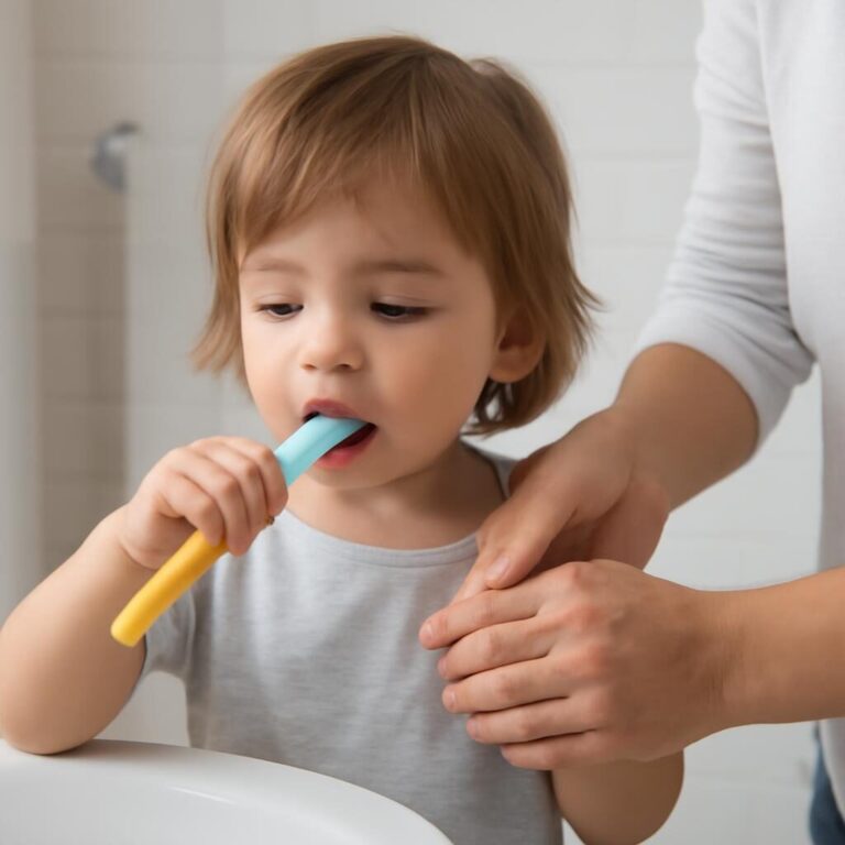 Fluor dents enfants : brossage avec dentifrice fluoré adapté