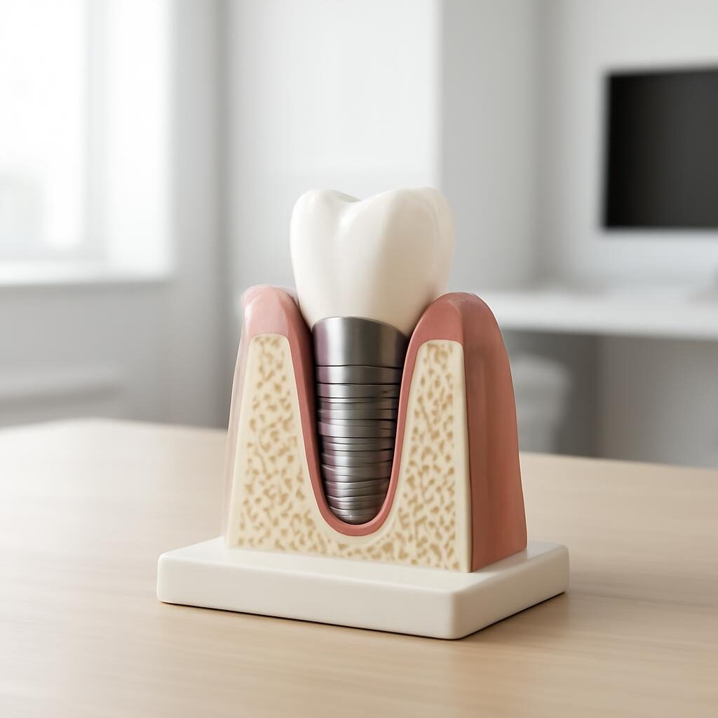 Modèle 3D d'un implant dentaire intégré à l'os mandibulaire
