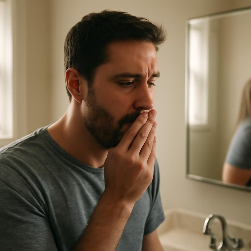 Mauvaise haleine : auto-évaluation matinale dans la salle de bain