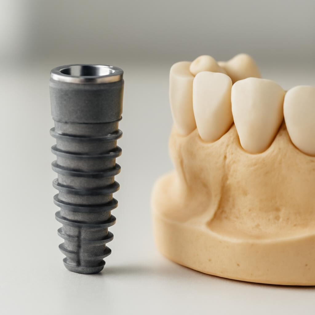 Implant en titane et modèle d'os mandibulaire