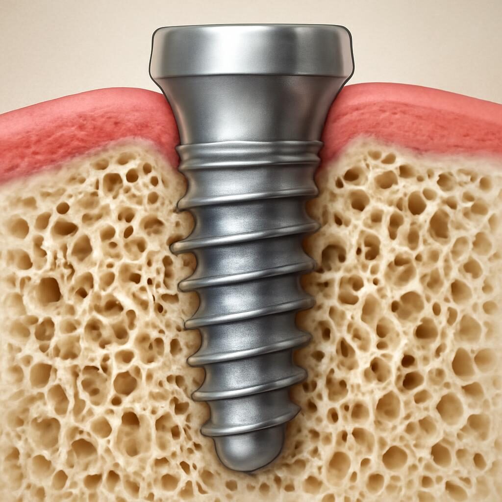 Coupe schématique d'un implant ostéointégré dans l'os