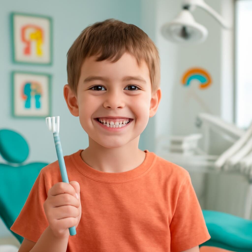 Enfant souriant après son scellement préventif des sillons